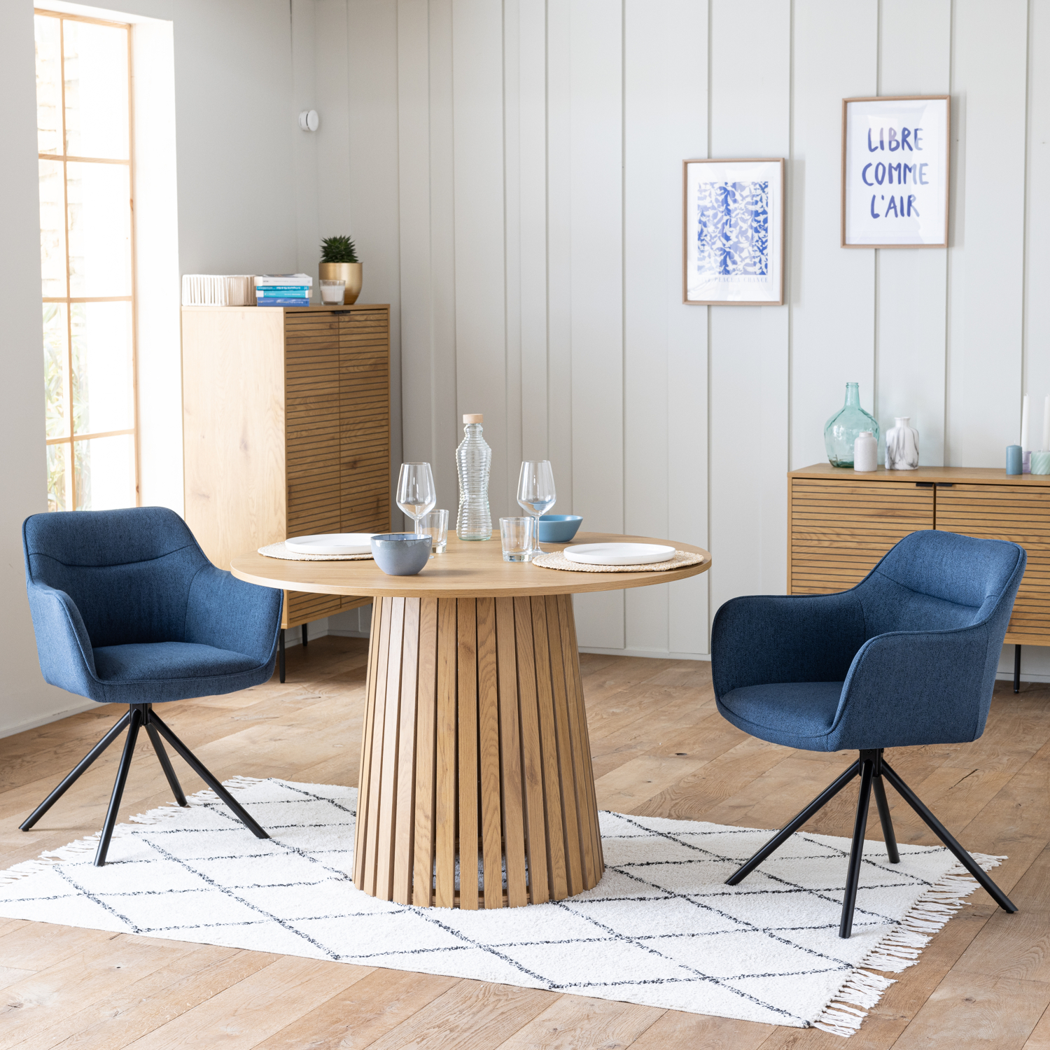 Set van 2 blauwe stoffen stoelen DANNA